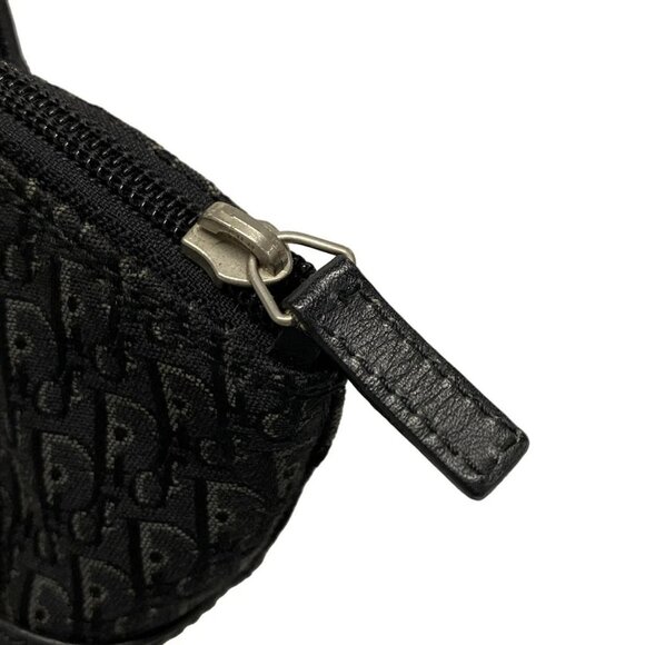 Auth DIOR/ChristianDior Trotteur - Black Gray Jacquard Leather Handbag - Picture 10 of 16